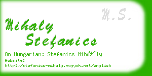 mihaly stefanics business card